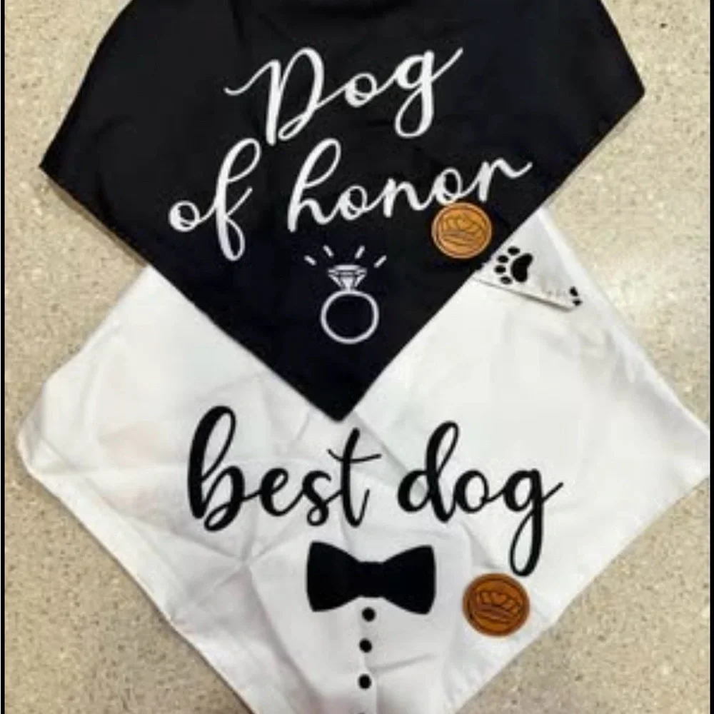 Black and White Dog Bandana Set Brand New Wedding
